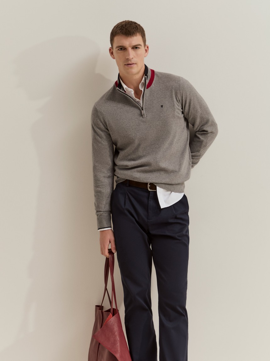 Half-zip jumper with cashmere