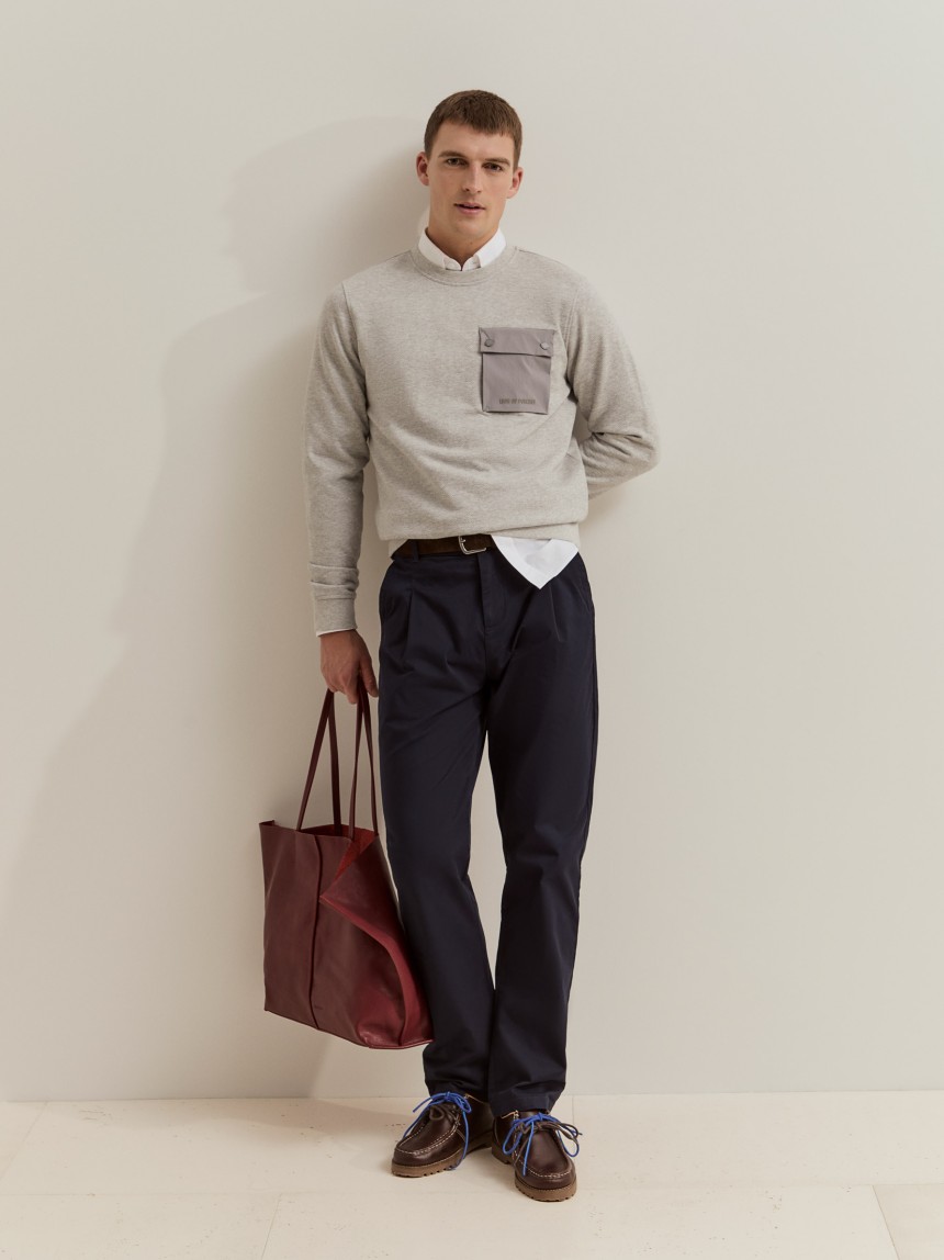 Sweater de algod�o com bolso