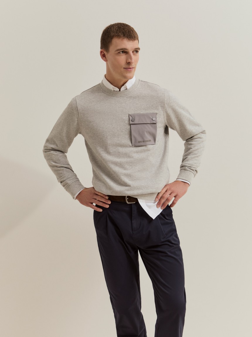 Sweater de algod�o com bolso