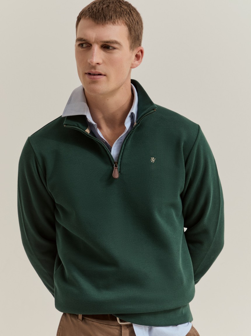 Camisola de malha com meio fecho