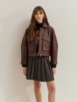 Chaqueta de piel con bolsillos