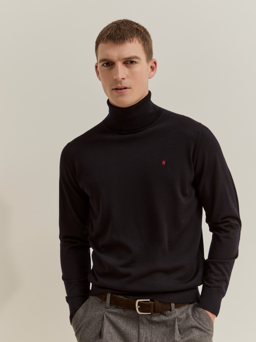 High-neck sweater in wool