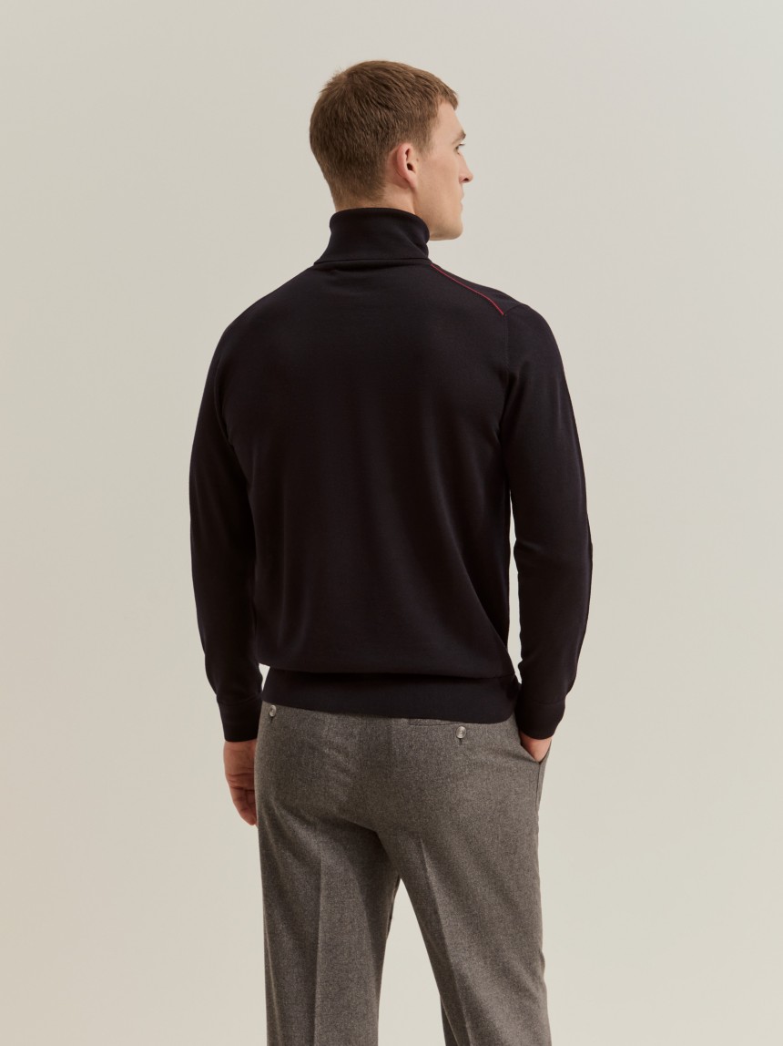 High-neck sweater in wool
