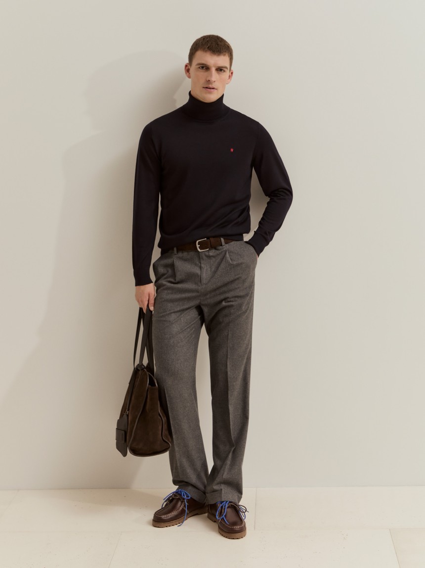 High-neck sweater in wool
