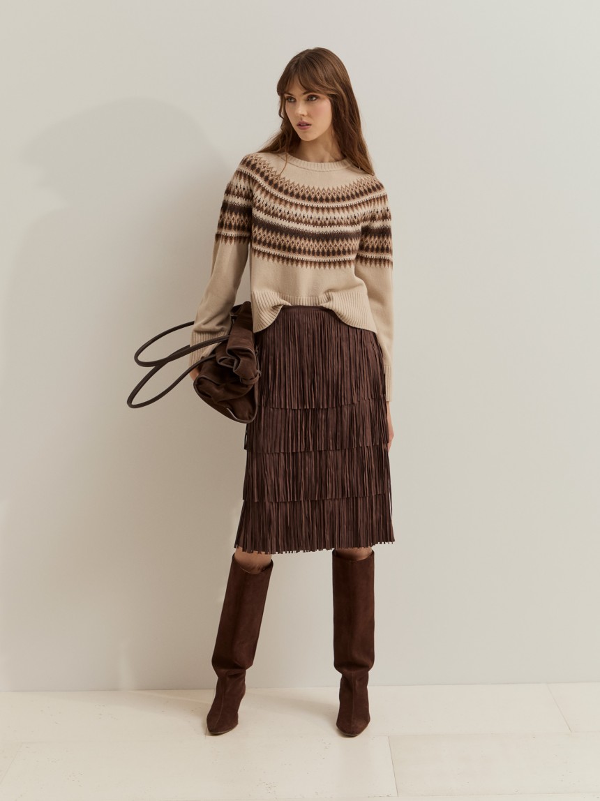 Camisola em malha tricotada com l�