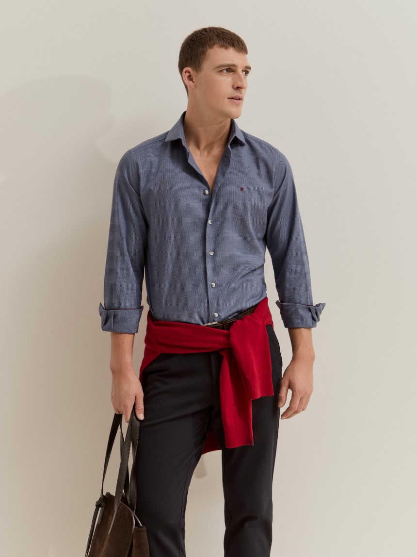 Camisa de franela de corte ajustado