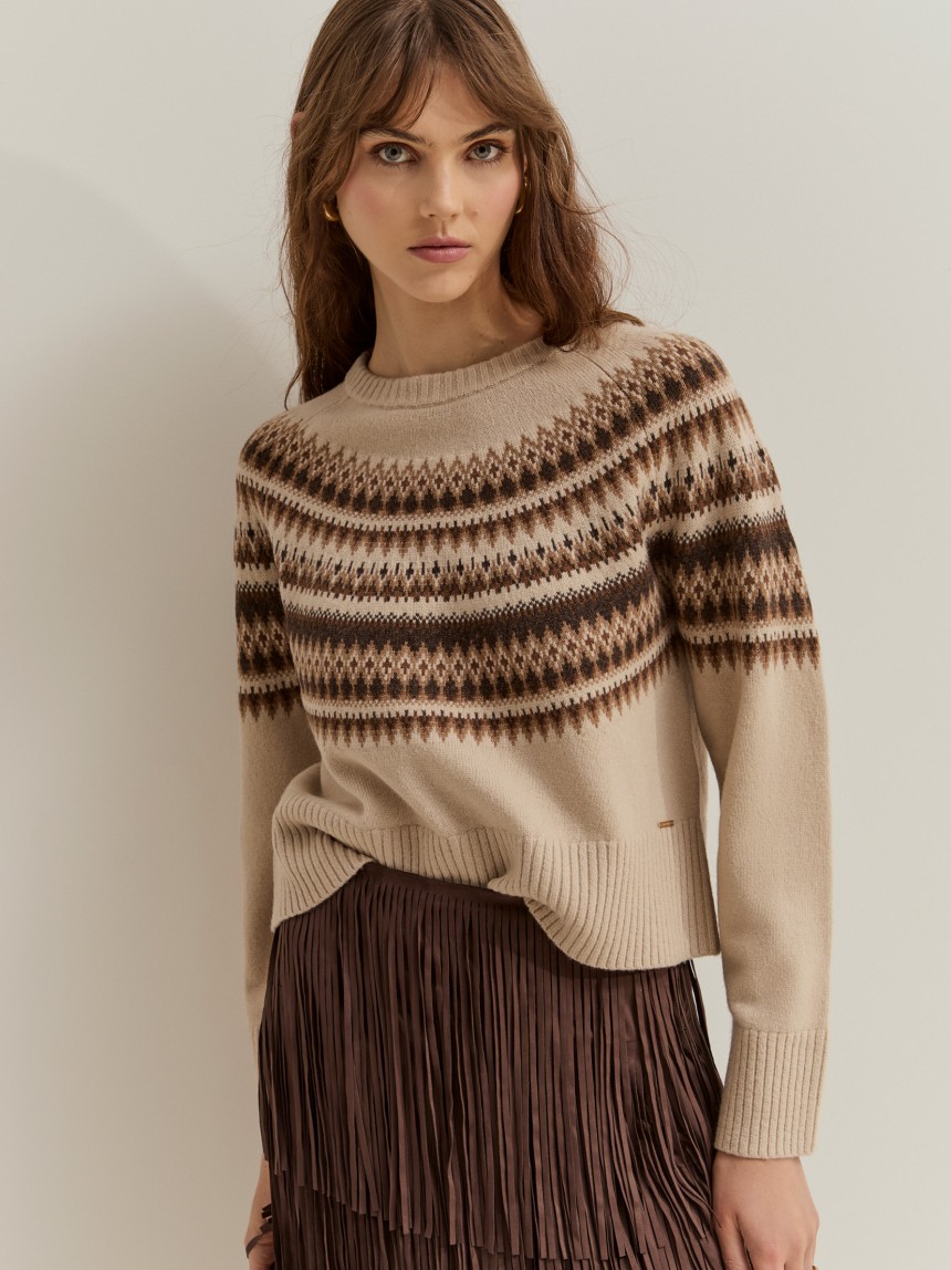 Camisola em malha tricotada com l�