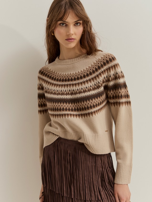 Camisola em malha tricotada com l� - Image product