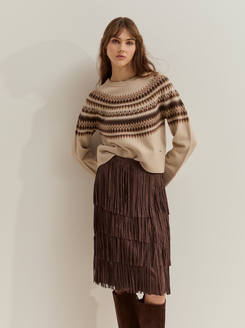 Camisola em malha tricotada com l�