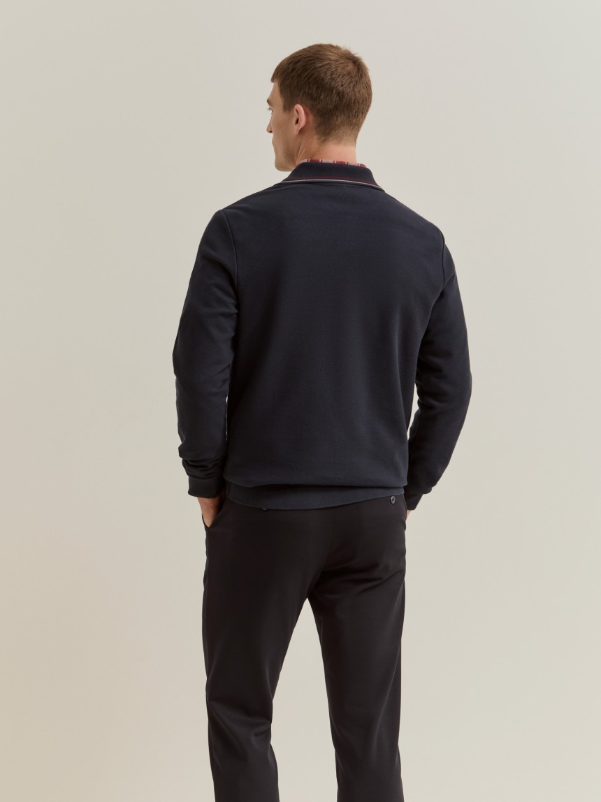 Long-sleeve piqu� polo shirt