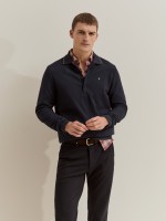 Long-sleeve piqu� polo shirt