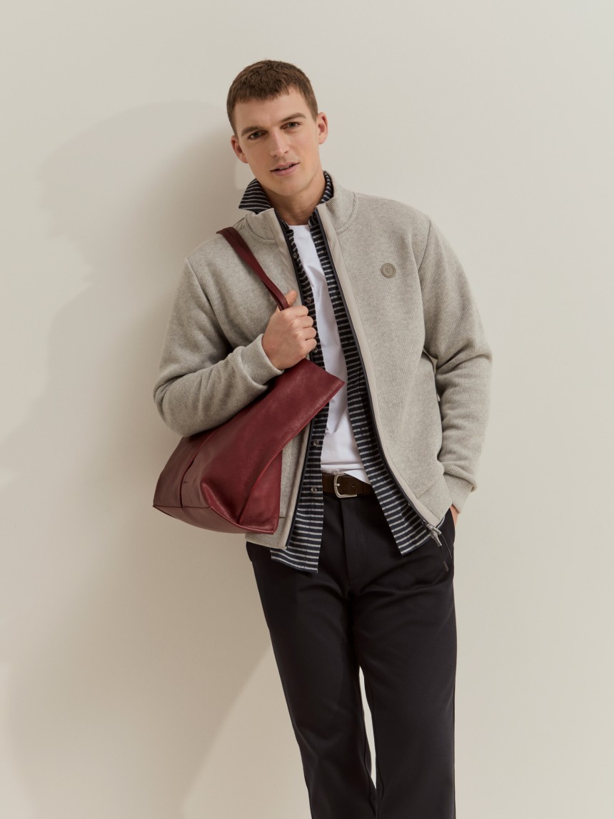 Fleece-lined knit jacket