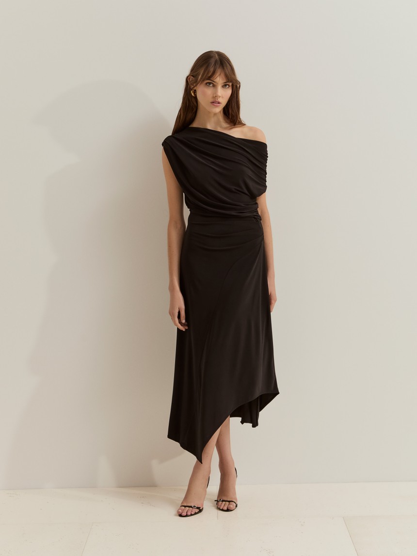 Asymmetrical knit dress