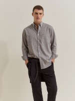 Camisa de algod�n y lyocell con estampado de cuadros.