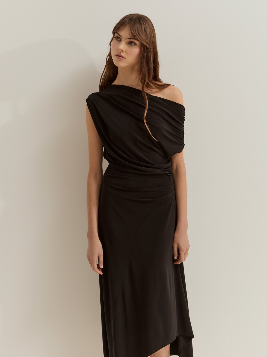 Asymmetrical knit dress