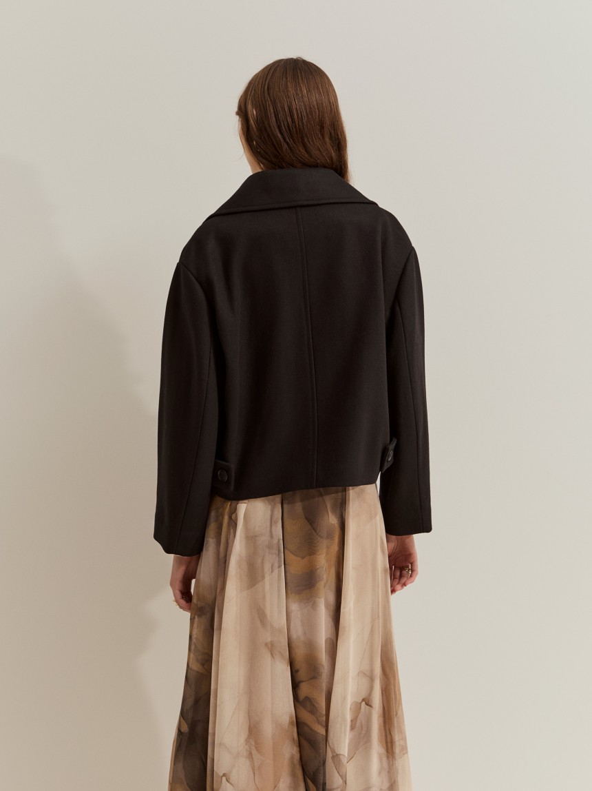 Short peacoat with wool