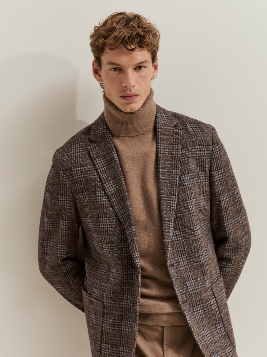 Checked blazer with wool