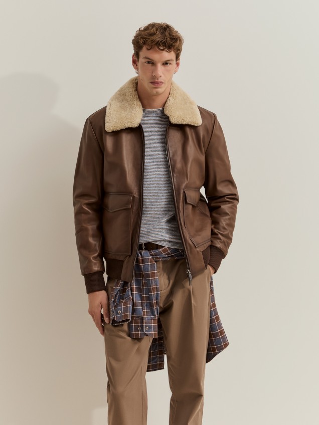 Leather aviator-style jacket - Image product