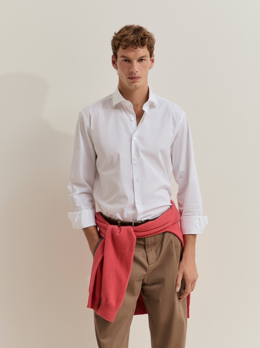 Camisa slim fit em algod�o