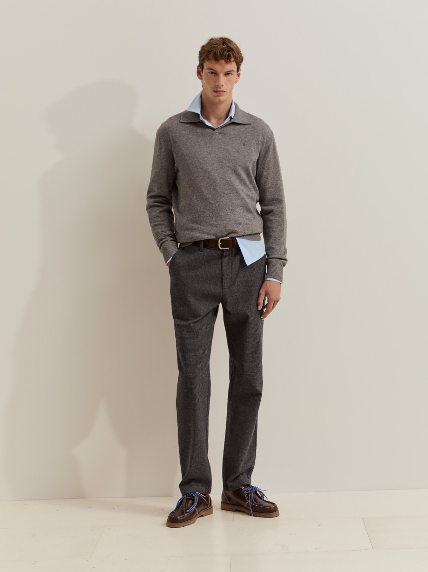 Chequered chino trousers