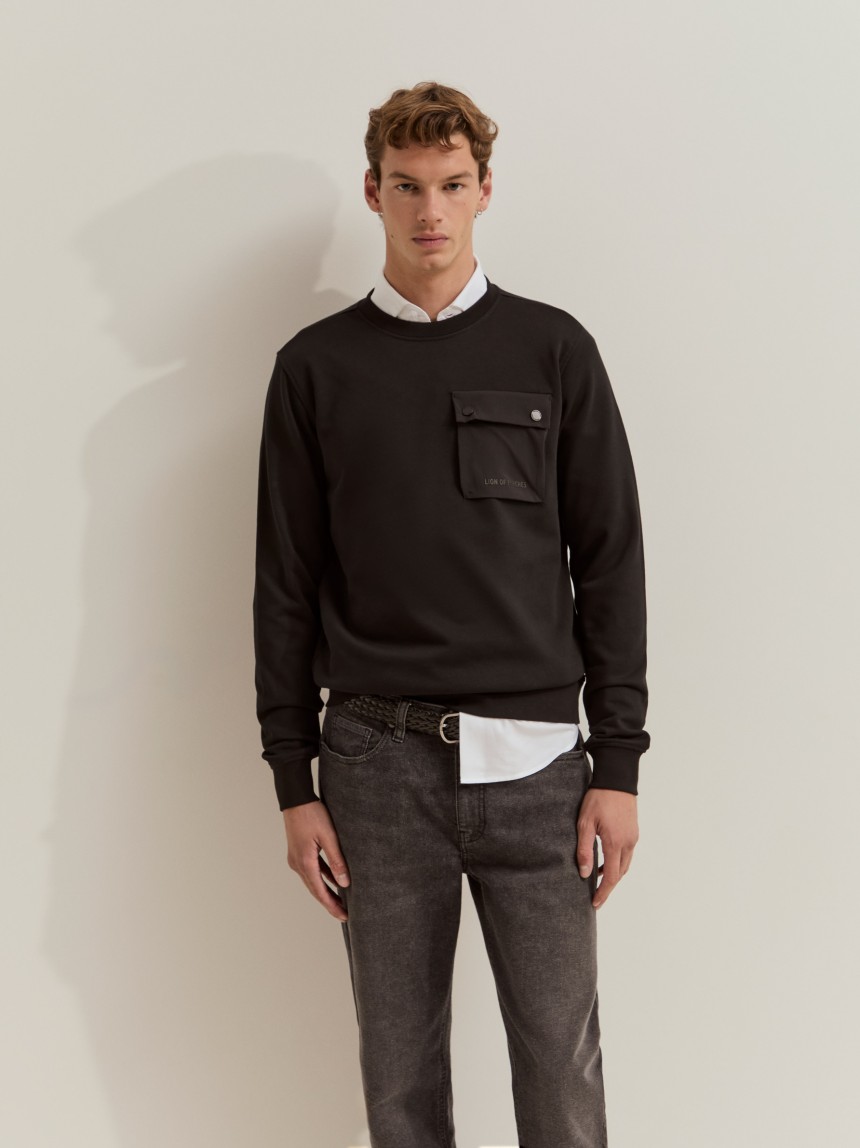 Sweater de algod�o com bolso