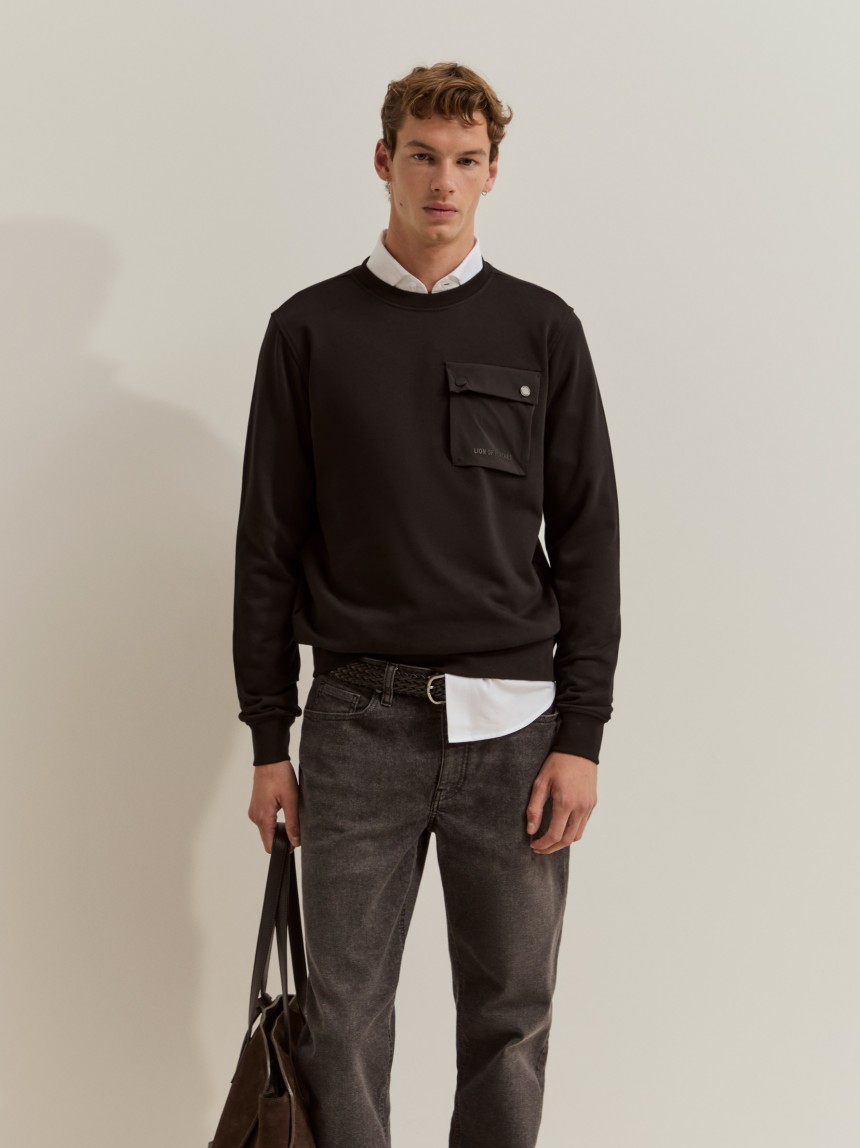 Sweater de algod�o com bolso