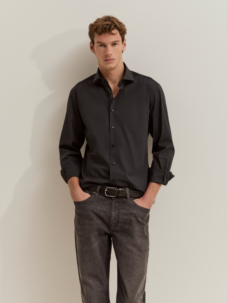 Camisa slim fit em algod�o
