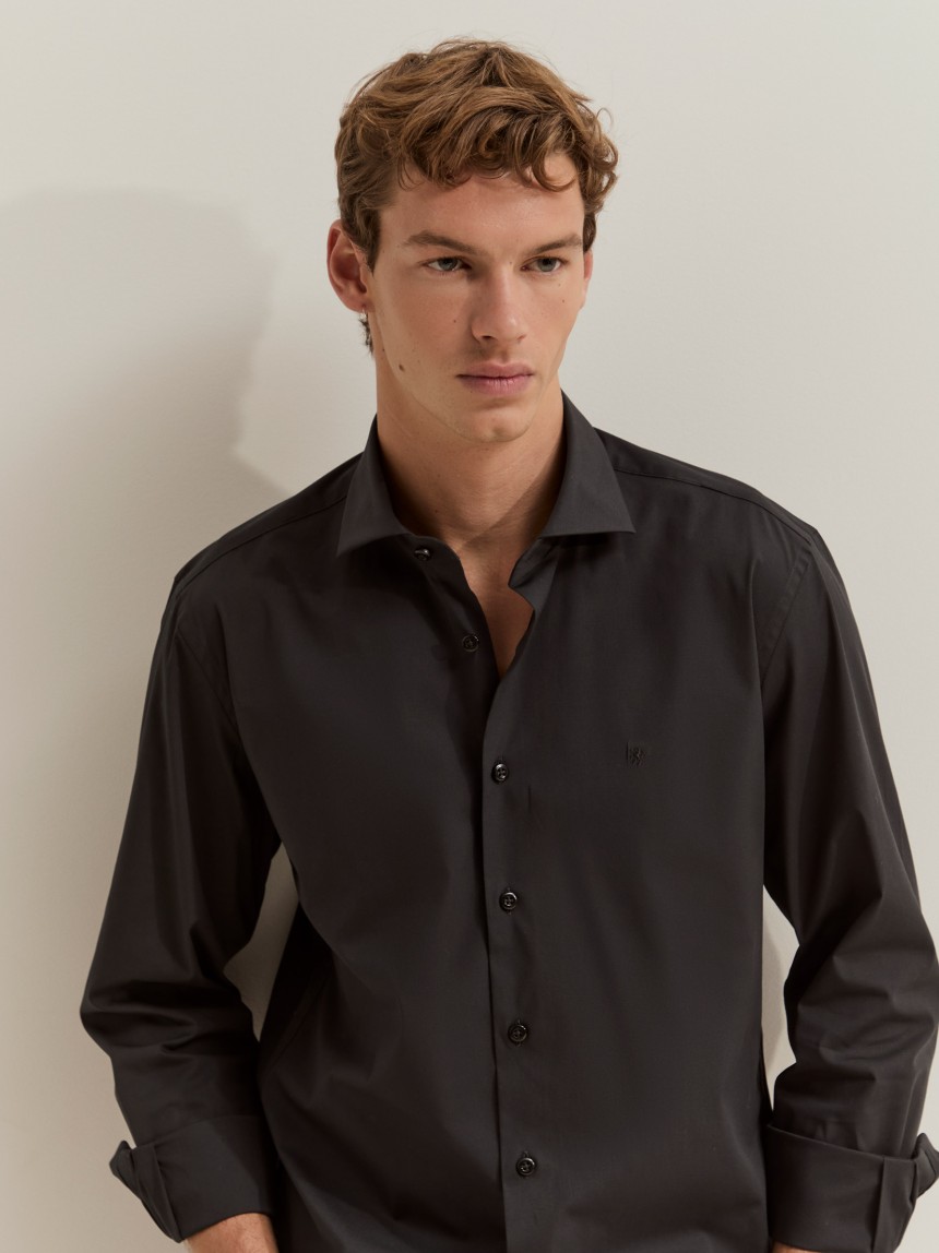 Camisa slim fit em algod�o