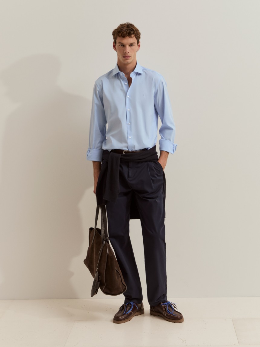 Camisa slim fit em algod�o