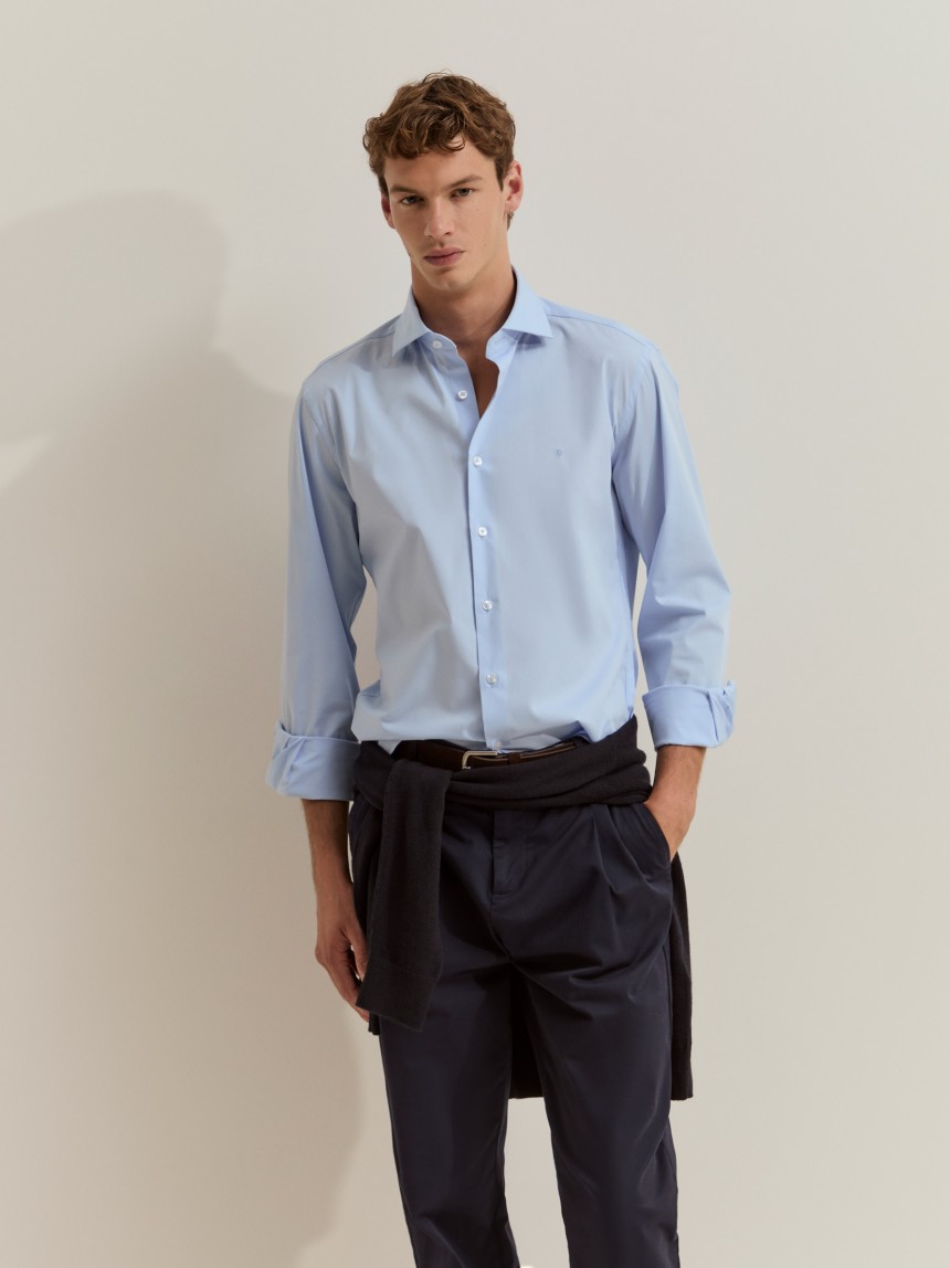 Camisa slim fit em algod�o