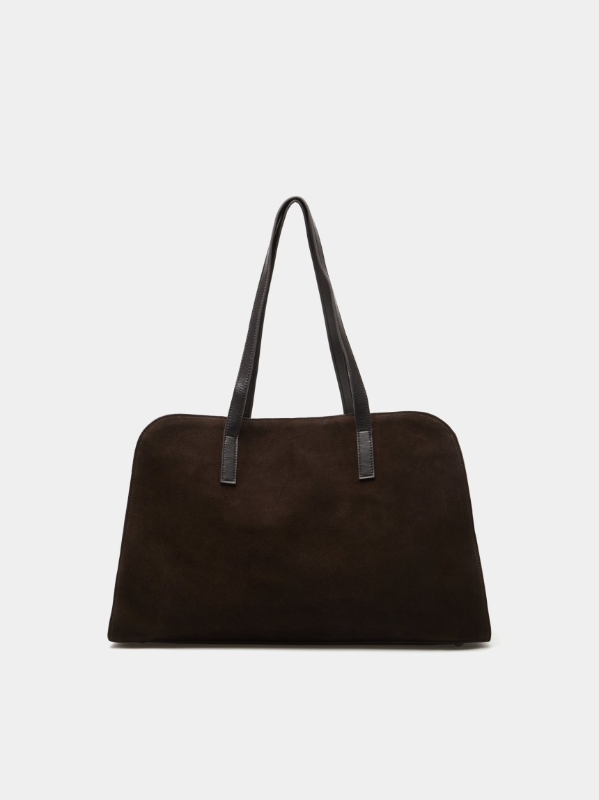 Suede tote bag with charm