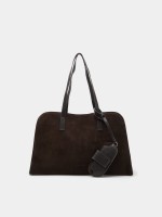 Suede tote bag with charm