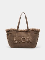 Bolso tote grande con pelo