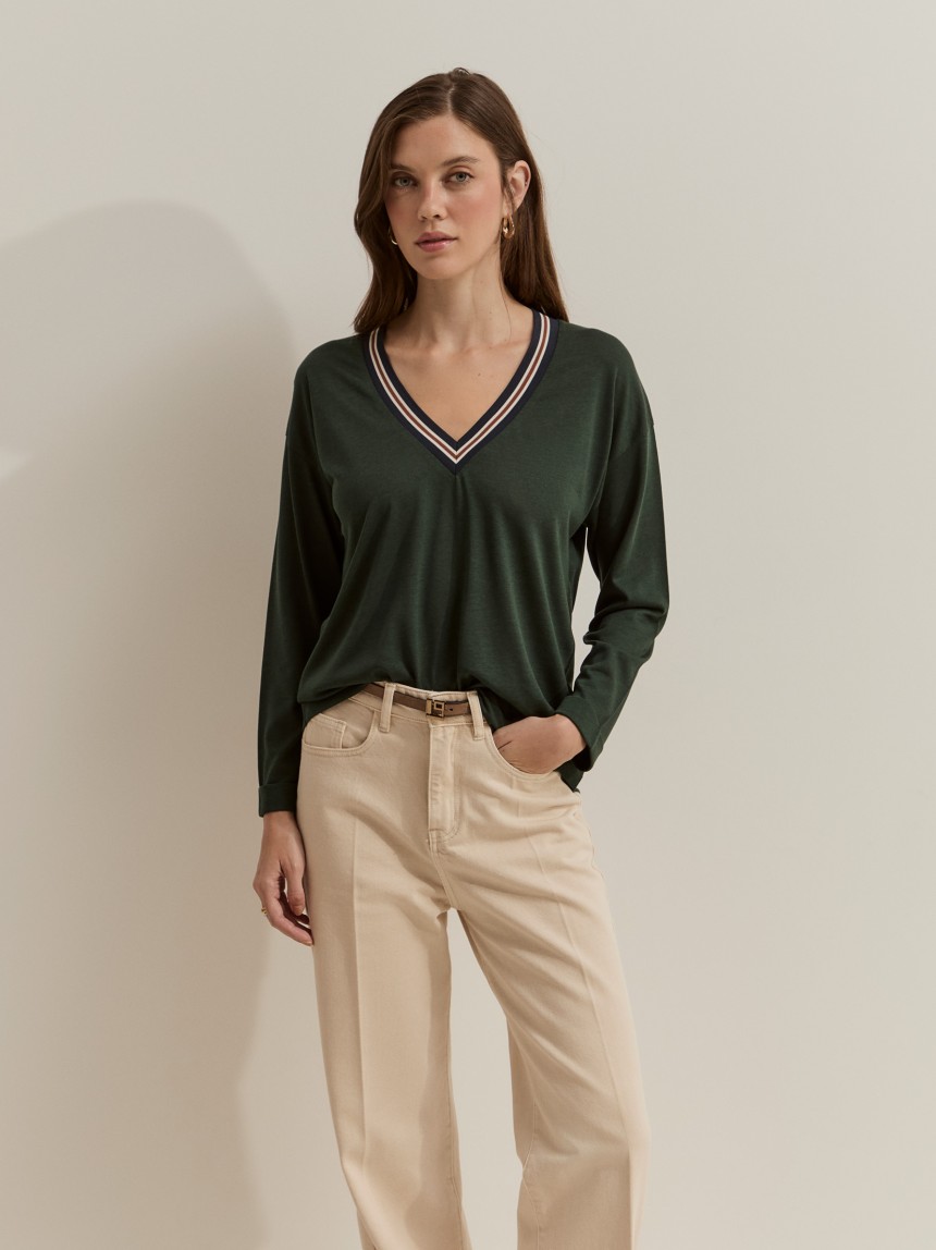 Camisola em liocel e algod�o