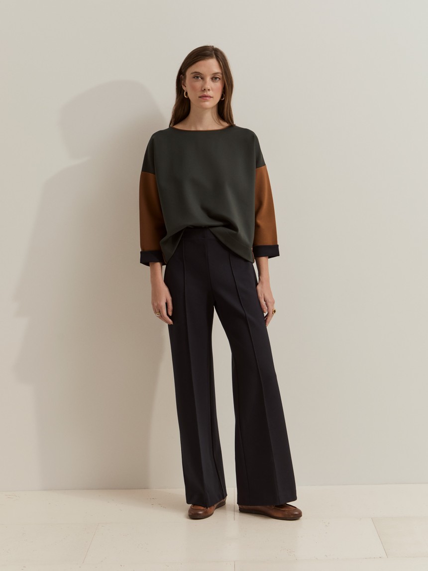 Pantalones de pierna ancha en tejido de punto