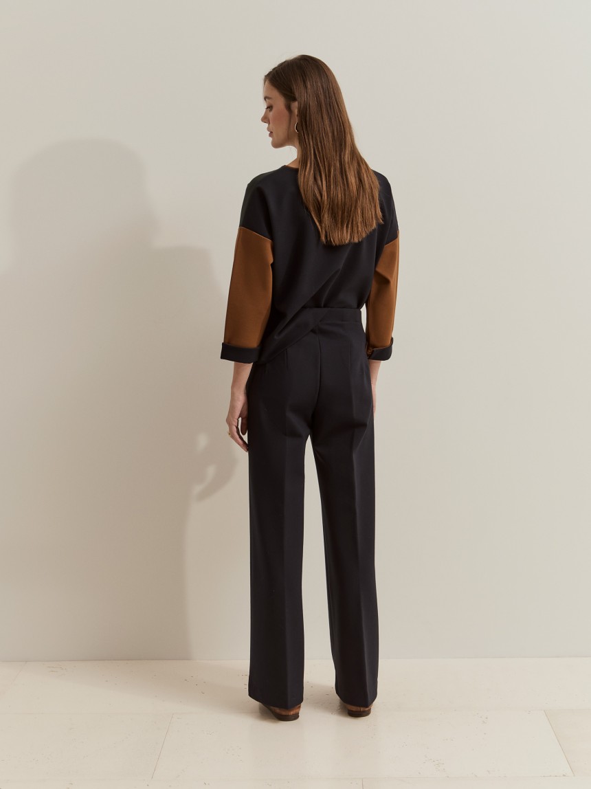 Pantalones de pierna ancha en tejido de punto