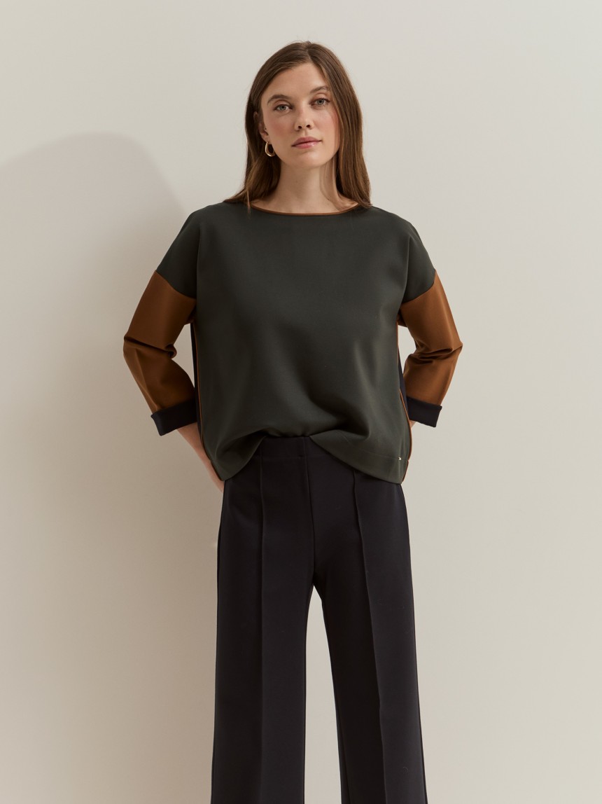 Pantalones de pierna ancha en tejido de punto