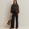 Wide leg trousers in technical knit fabric