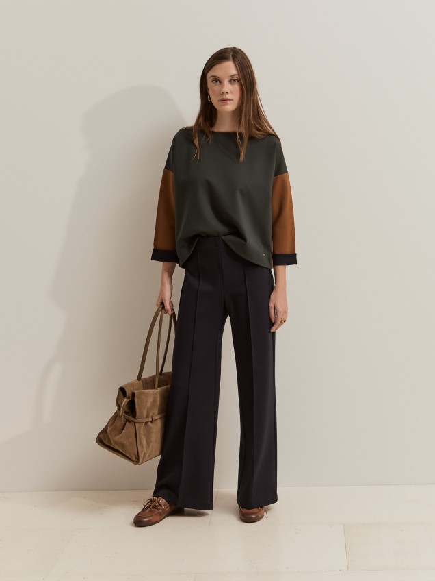 Pantalones de pierna ancha en tejido de punto - Image product