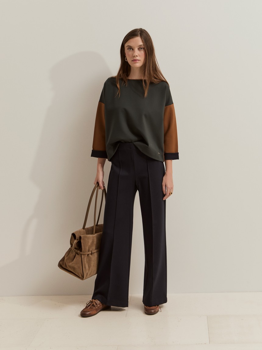 Pantalones de pierna ancha en tejido de punto