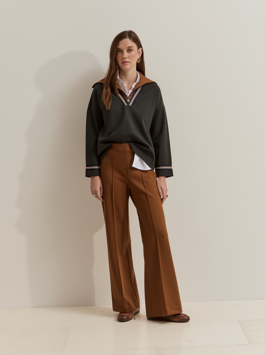 Pantalones de pierna ancha en tejido de punto
