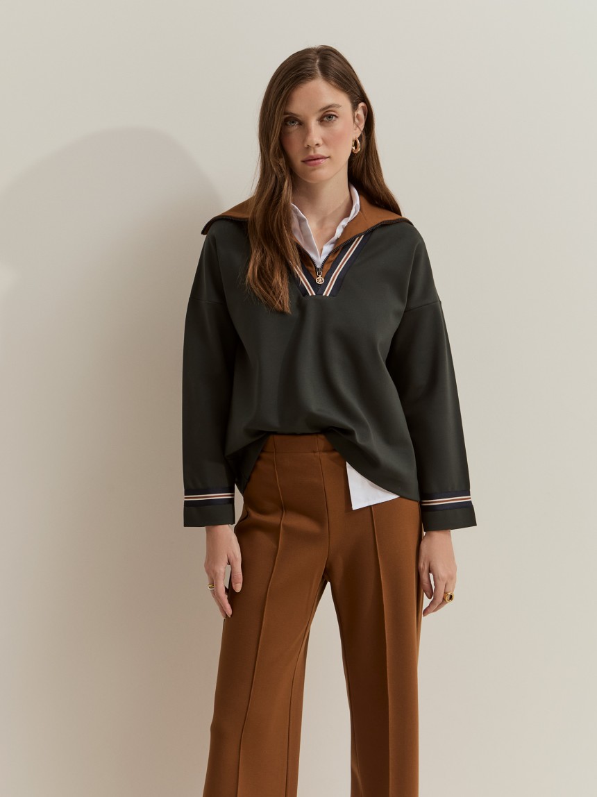 Pantalones de pierna ancha en tejido de punto