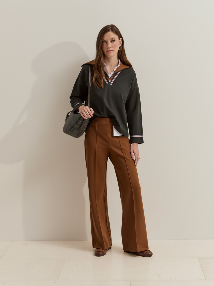 Pantalones de pierna ancha en tejido de punto