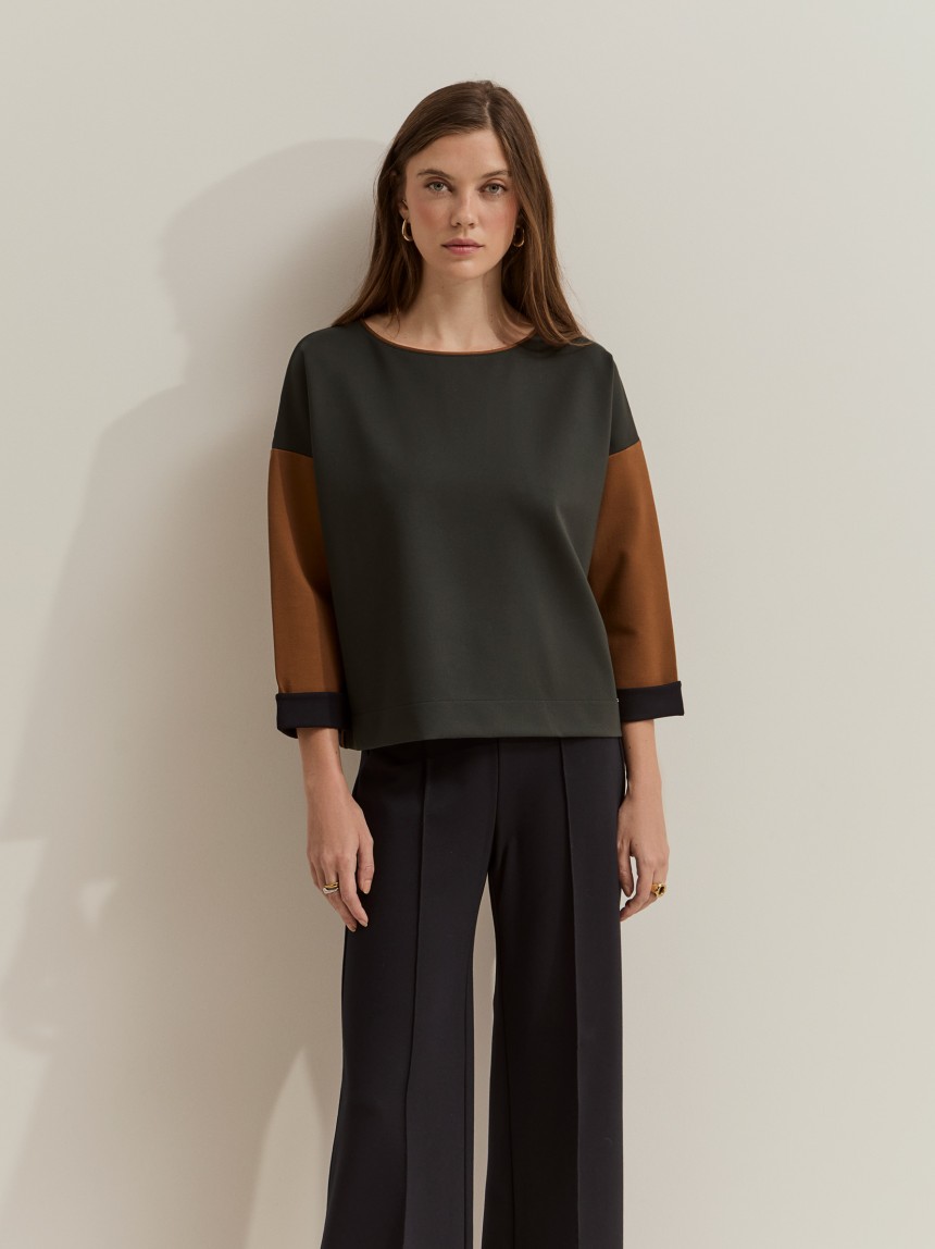 Camisola de malha colour block