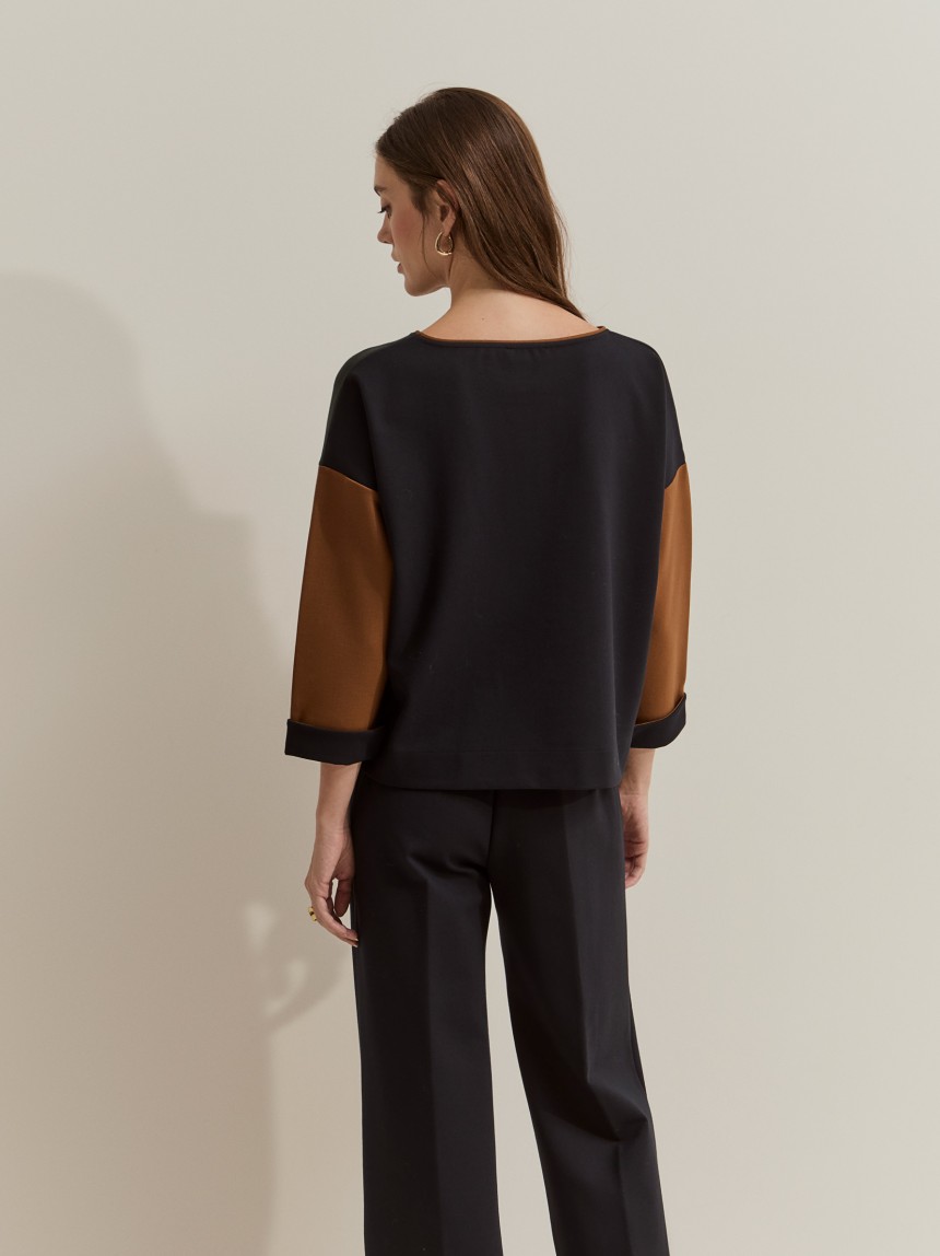 Camisola de malha colour block
