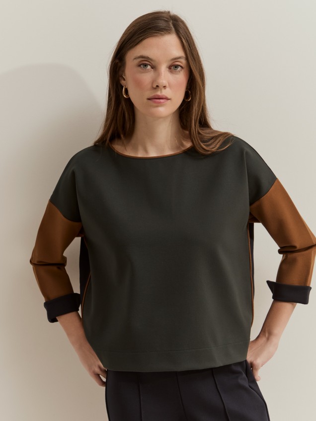 Colour-block knitted jumper - Image product