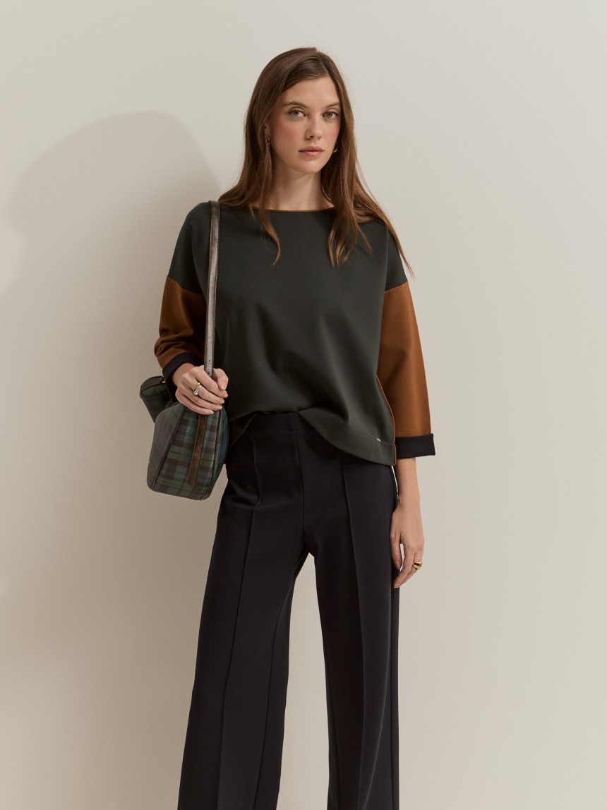 Camisola de malha colour block