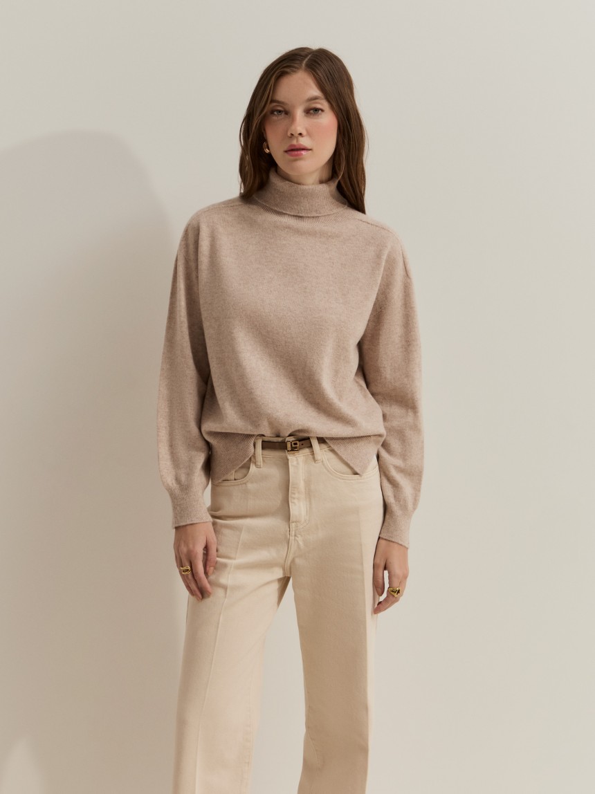 Jersey de cuello alto con brillo