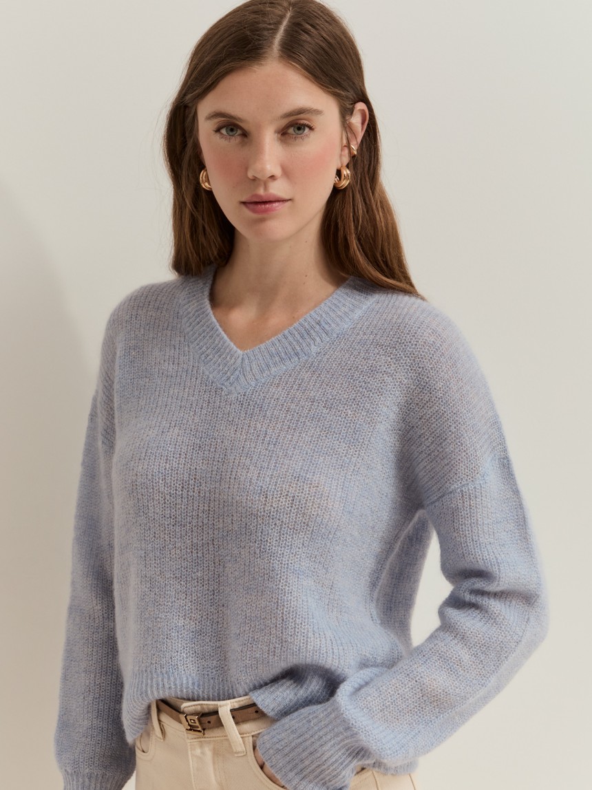 Knitted sweater made with mohair wool