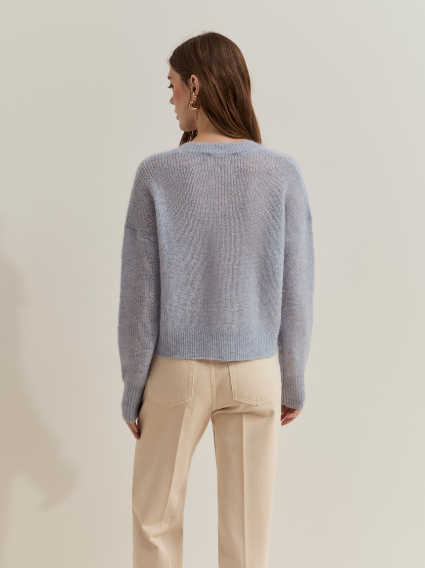 Knitted sweater made with mohair wool